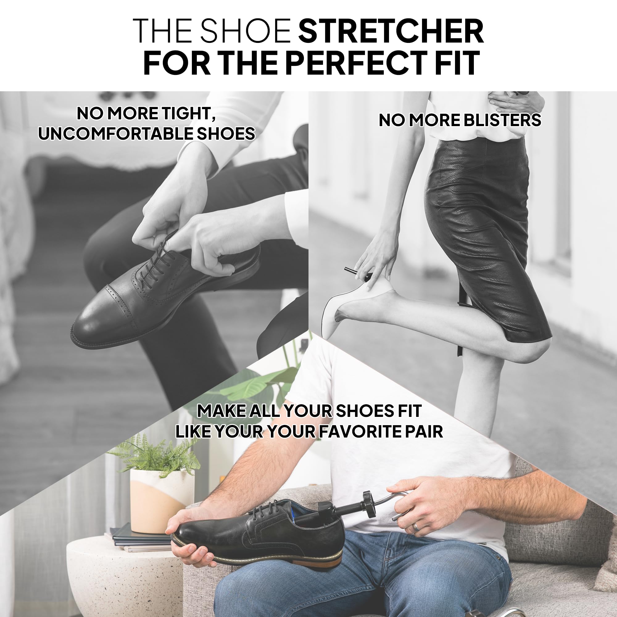 HOUNDSBAY - Estiradores de zapatos de plástico y madera, expansor ajustable para zapatos para hombres y mujeres