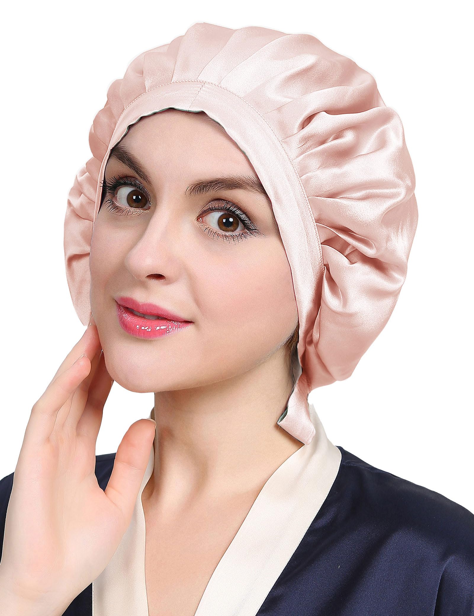 LilySilk 100% Pure Mulberry Silk Sleep Cap for Hair Care Women 19 Momme