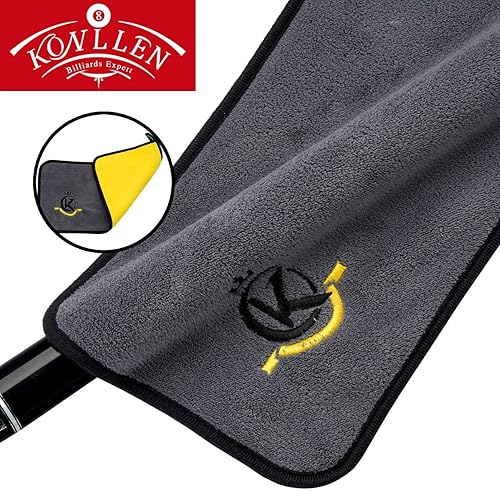 Miniatura 8 de KONLLEN Toalla para taco de billar - 100% algodón negro, toalla de limpieza para taco de billar de 8 bolas, accesorios de mantenimiento, juego de