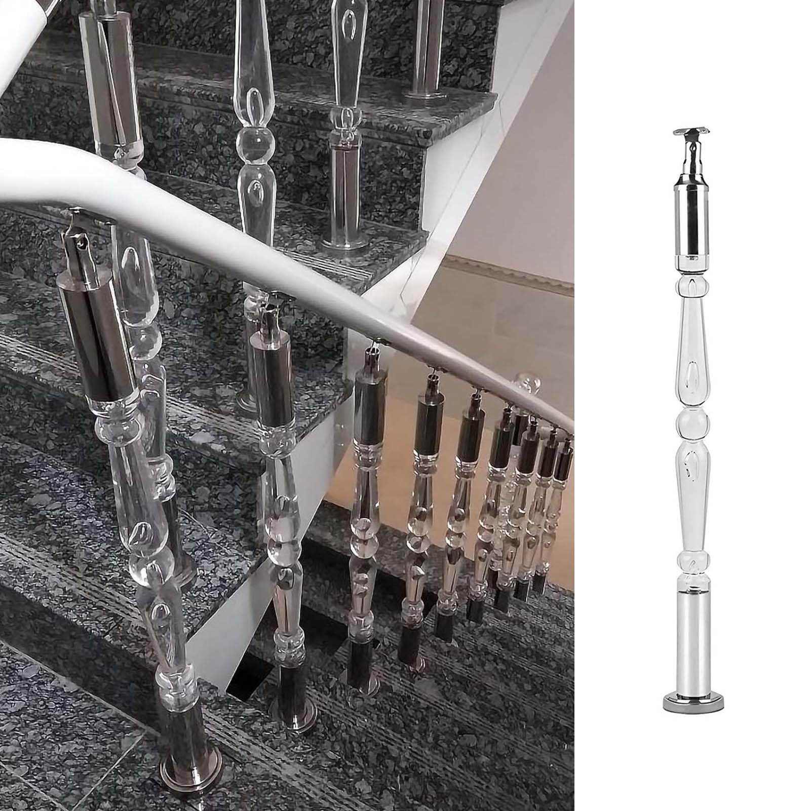 Balustres transparents pour balustrades d'escalier et garde-corps en acrylique 80 cm