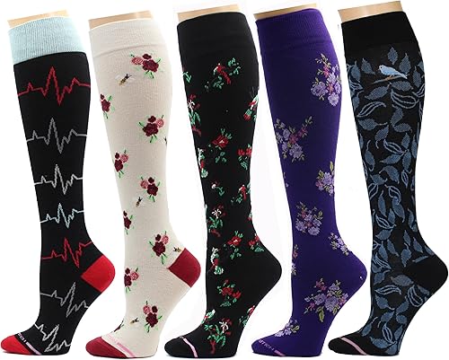 Miniatura 65 de Dr. Motion Calcetines de compresión para hombres y mujeres, el mejor ajuste atlético graduado para caminar, senderismo, correr, enfermeras, 5 pares