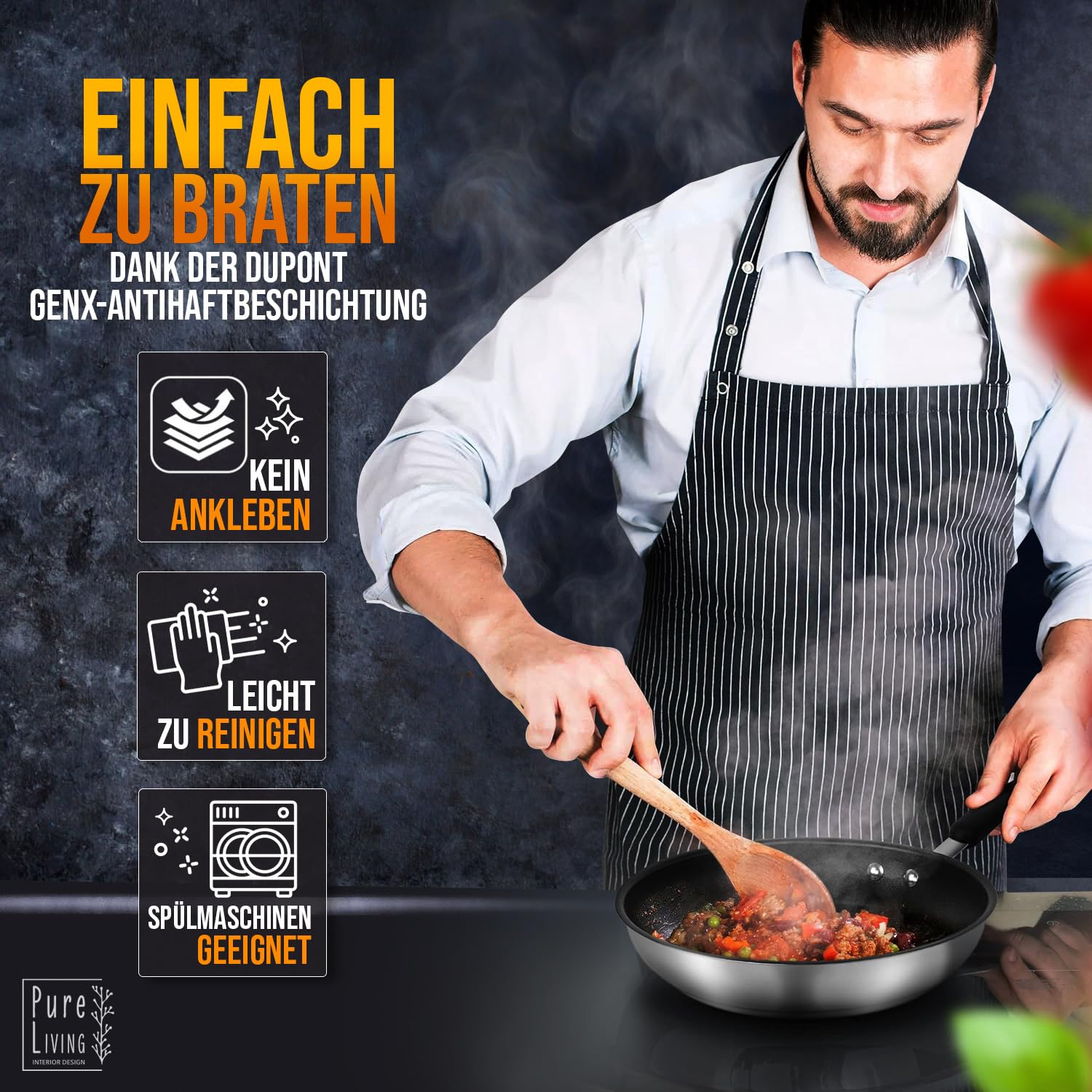 Bratpfanne 28 cm Induktion mit TEST SEHR GUT und 5 JAHREN GARANTIE - Antihaft Beschichtete Pfanne 28 cm Induktion Induktionspfanne Spülmaschinen- und Ofenfest Pfanne Induktion 28cm Pfannen