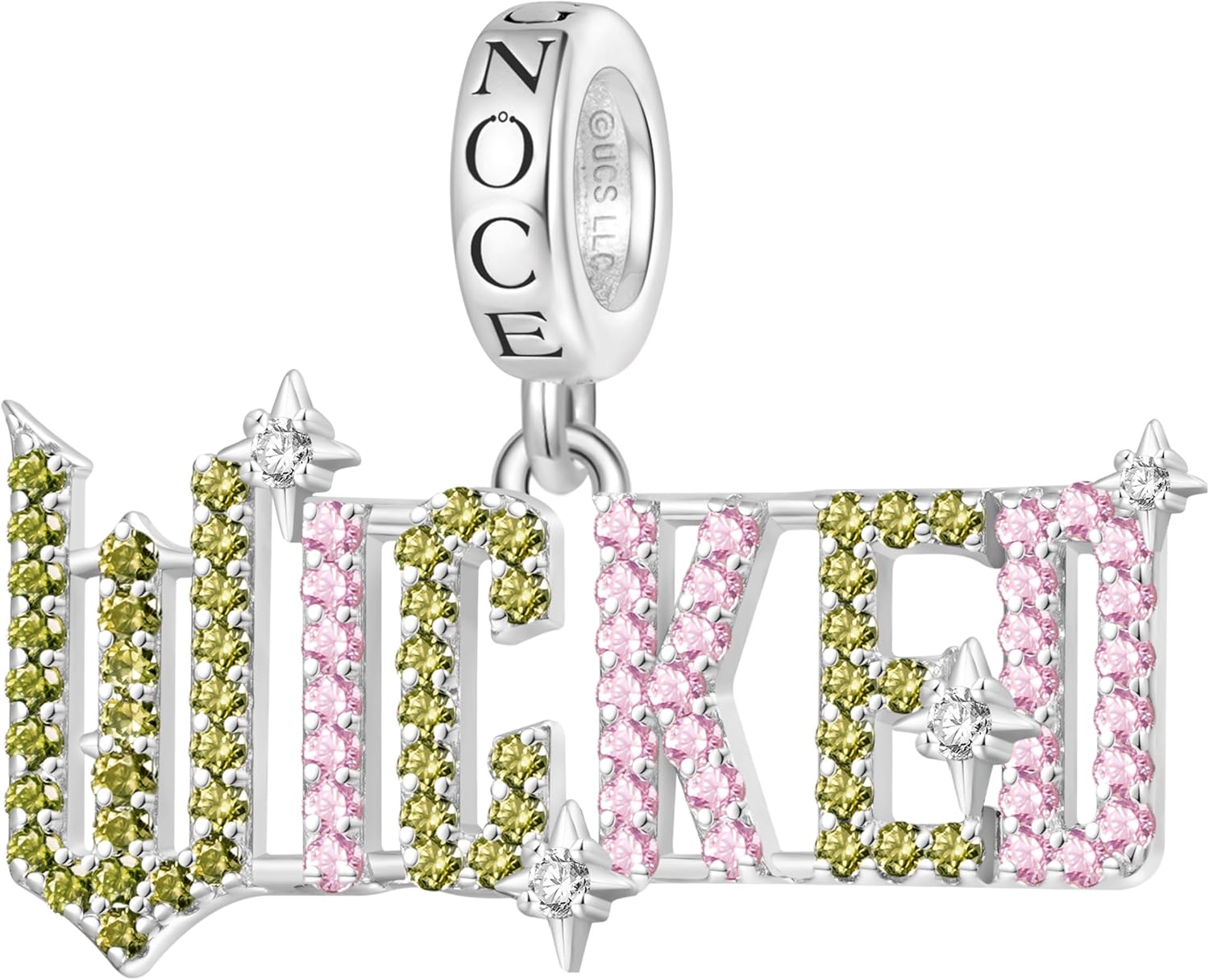 GNOCE Wicked Official Logo Letter Pendant Dangle Charm Bracelet for Women, S925 Sterling Silver Dangle Charms for Women Wife, Valentine‘s Day, Mother’s Day Jewelry