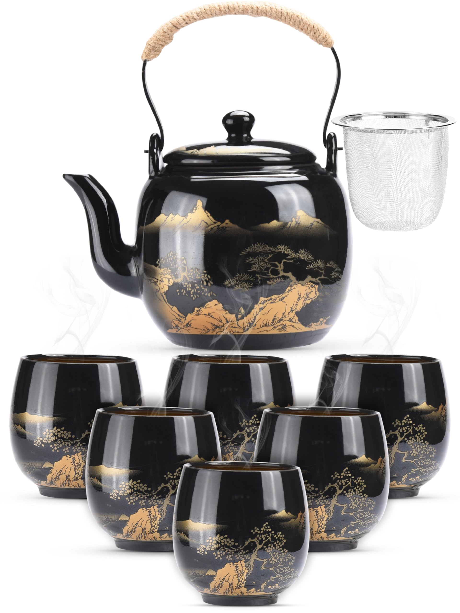 Kitchtic Japanese Porcelain Tea Set: Authentic Ceramic Teapot