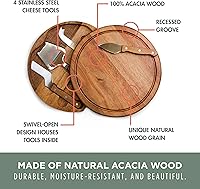 Vista 6 de TOSCANA - a Picnic Time Brand Circo - Juego de tabla de queso y cuchillos, juego de tablas de charcutería, tabla de cortar de madera, madera