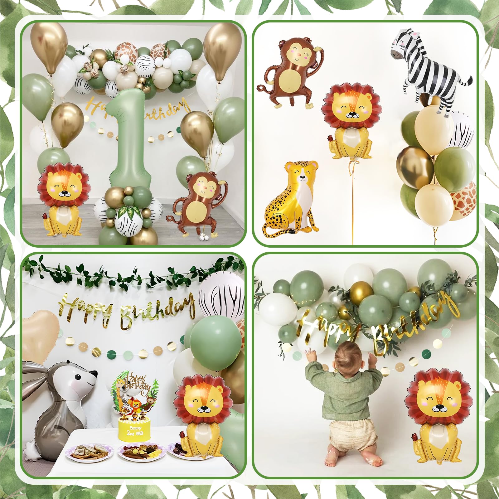 Decorazione Per Compleanno Della Giungla, Per 1 Anno, Decorazione Di Compleanno, Palloncini Con Animali Della Foresta, Decorazione Per Il Compleanno - 2