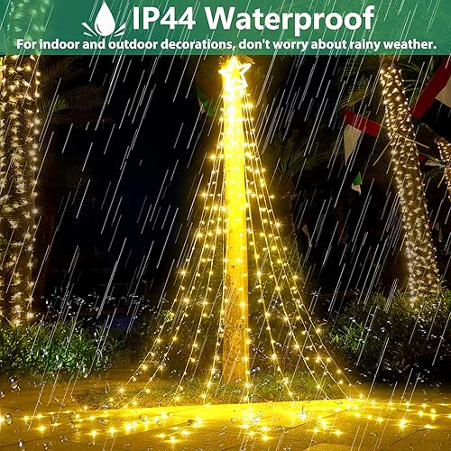 Miniatura 4 de Decute - Tira de luces navideñas con 8 modos, temporizador, control remoto, impermeable y 320 ledes para árbol de Navidad, interior, exterior,