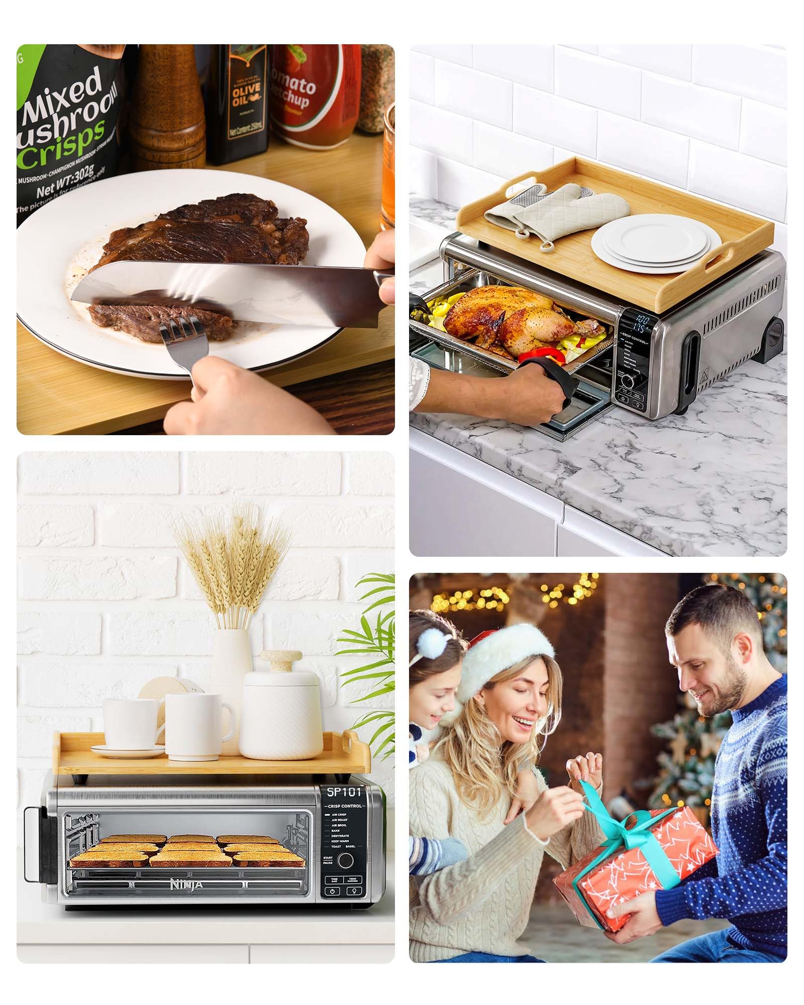 Bulado Bamboo Cutting Board, Compatible with Ninja Foodi SP101 SP201