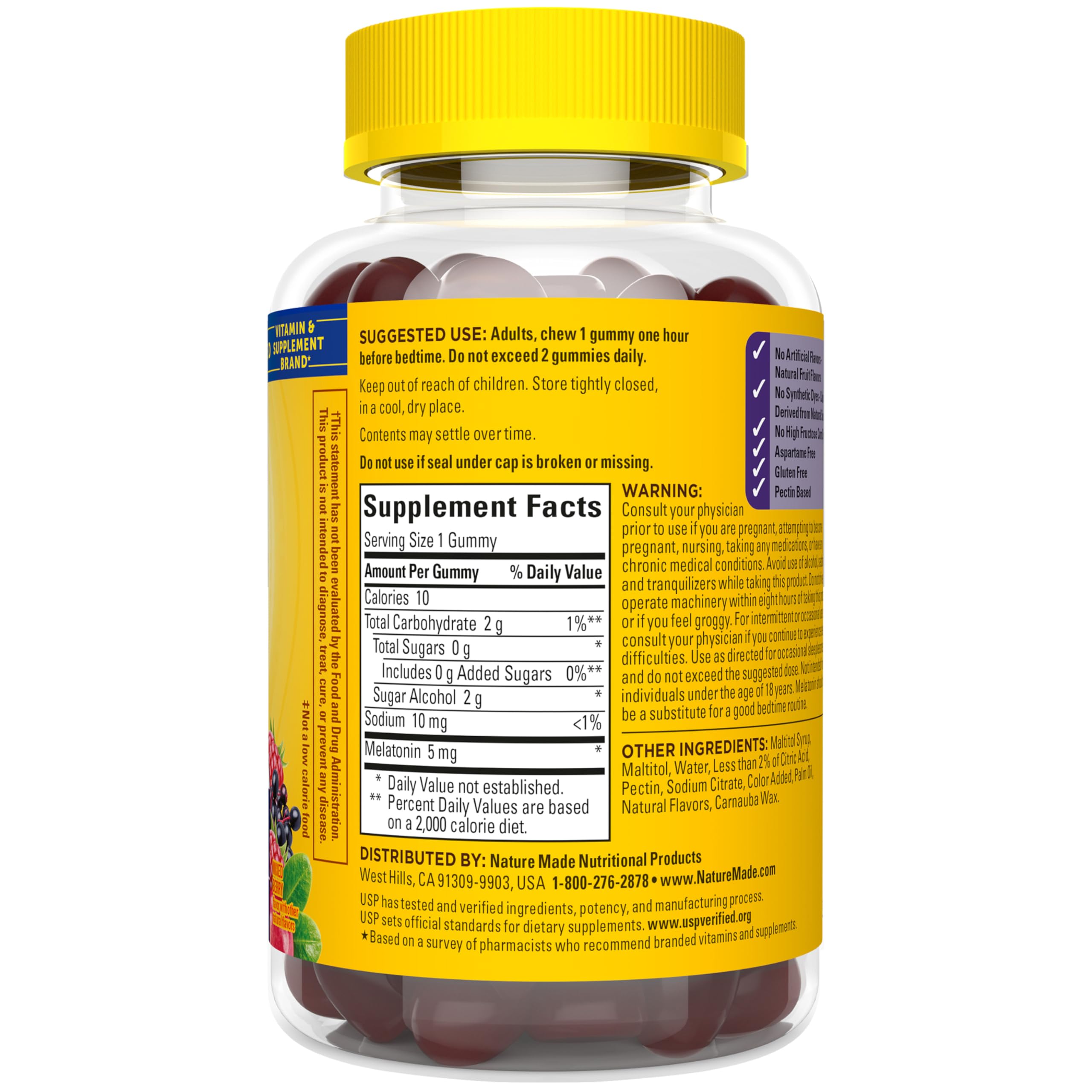 Nature Made Zero Sugar Melatonin 5mg, 70 Sugar Free Melatonin Gummies — Amazon image 10