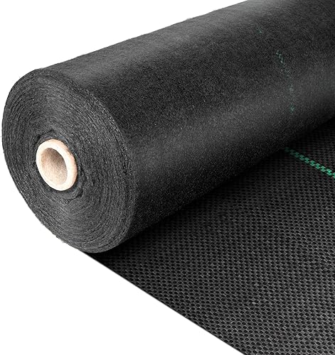 Tela de barrera contra malezas de 5 onzas, 3 x 50 pies, tela de paisaje resistente de doble capa para jardín, invernadero, camino, control de malas