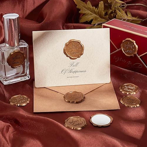 Miniatura 6 de CRASPIRE 60 calcomanías adhesivas de sello de cera con sello de cera de amor, autoadhesivas, doradas, vintage, sello, calcomanías de sobre para