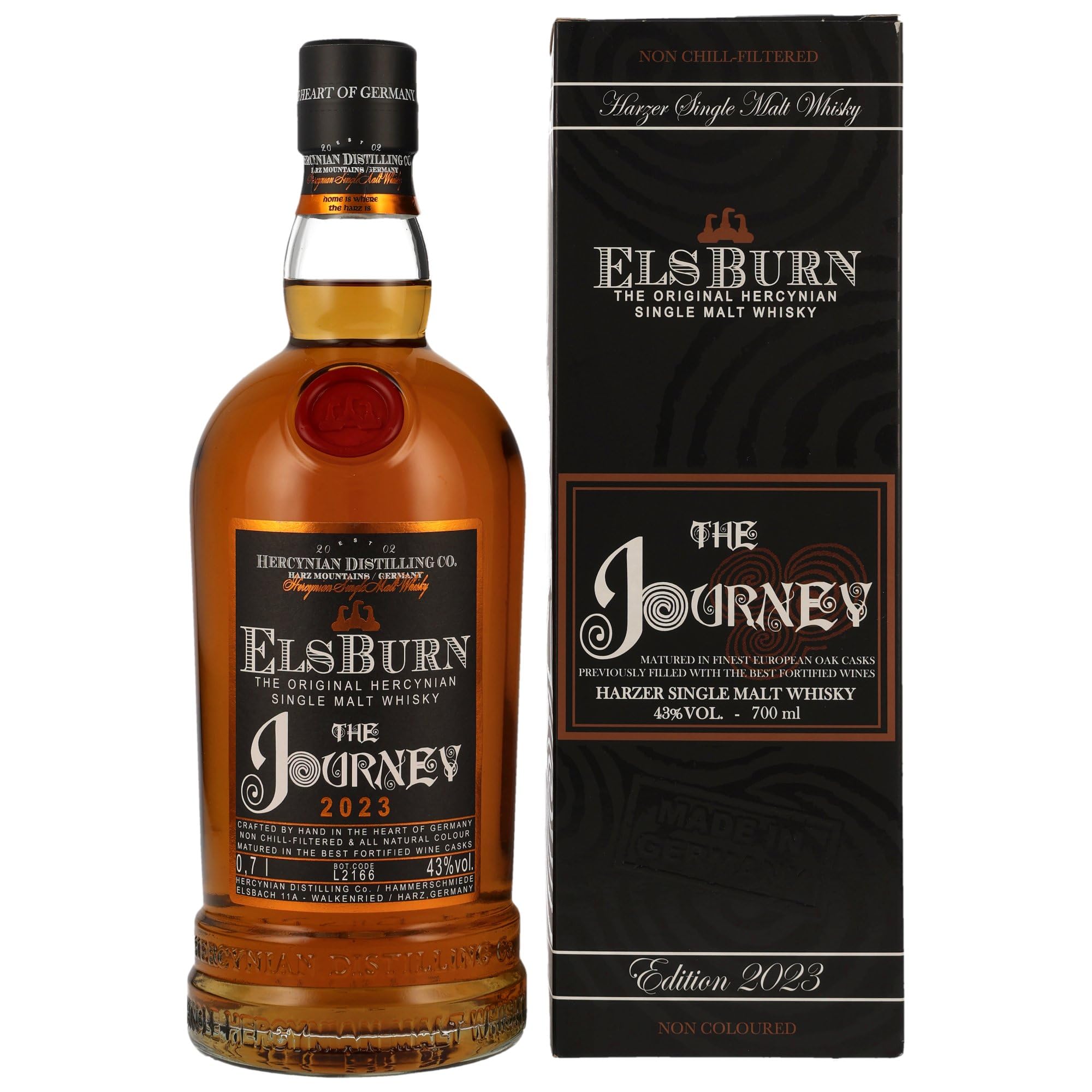 Elsburn The Journey Single Malt Whisky 700 ml in einer imposanten Vielfalt an Fässern gereift. Handgefertigter Deutscher Whisky aus dem Harz mit Geschenkverpackung