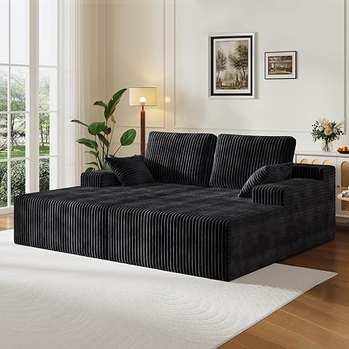 Tumbona de 79 pulgadas para interiores, sofá biplaza de pana doble de gran tamaño, cómodo, sin hueso, sillas de lectura, sofá nube, asiento