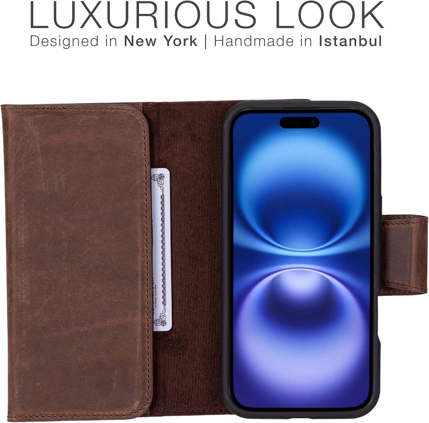 BLACKBROOK Case for iPhone 16 Plus Wallet Case for Men and Women, Tudor Trifold Leather 2-in-1 Set for MagSafe Charging, Cash, ID and 8 Card Slots with RFID Block, Compatible with iPhone 16 Plus