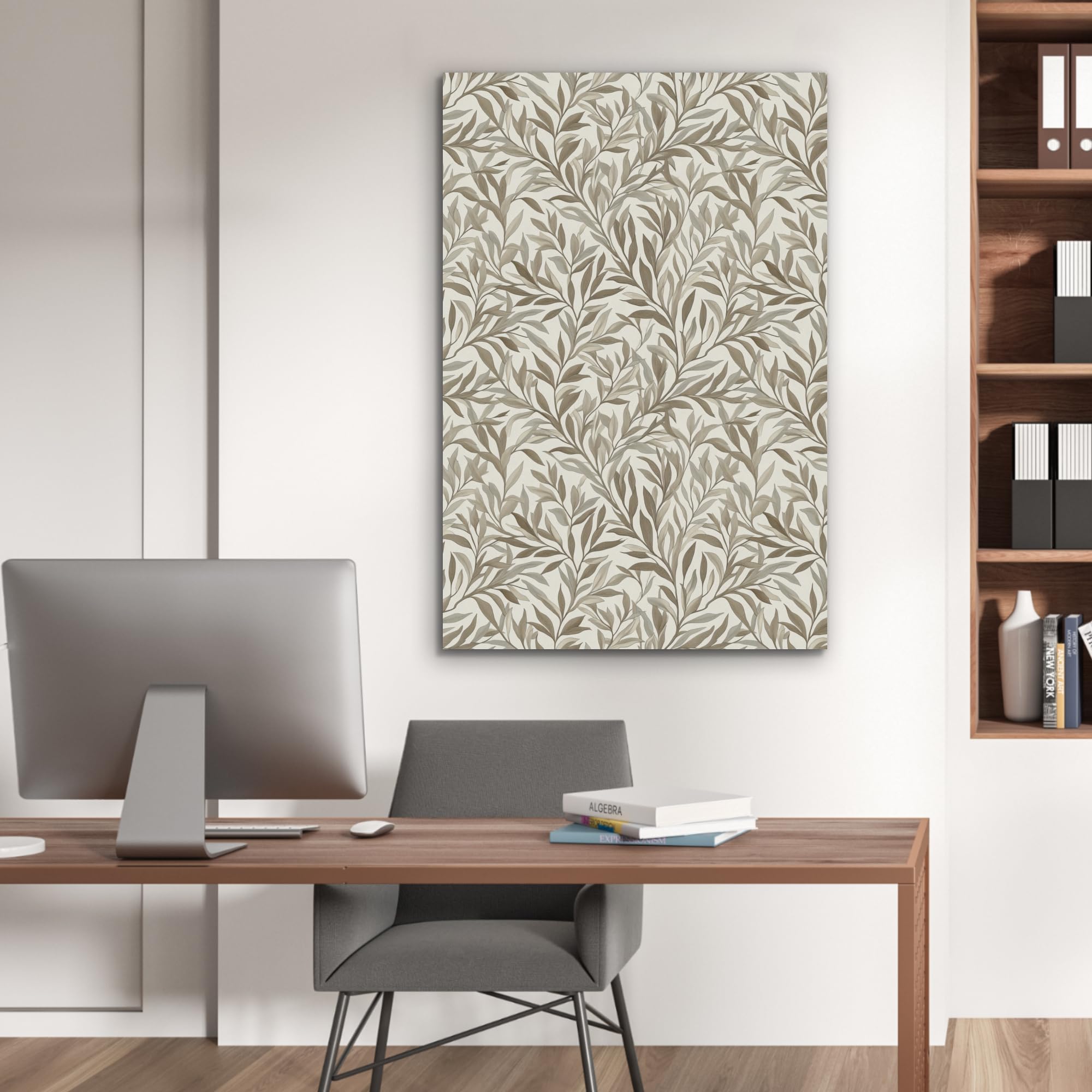 "MuchoWow© Insonorizar Habitacion 60x90 cm Paneles Acusticos Acoustic Panel Insonorizante Pared Insonorizacion Decoracion Cuadros Decorativos Ramas - Botánico - Topo"