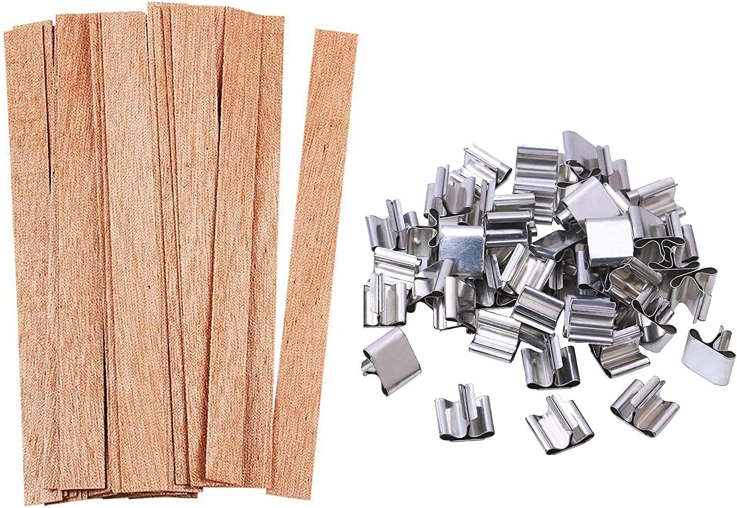 Jhintemetic?Wooden Candle Wicks, Wooden Environmentally Natural Candle Wicks with Iron Stand Candle Cores, for DIY Candle Making Craft (5, 5 INCH)