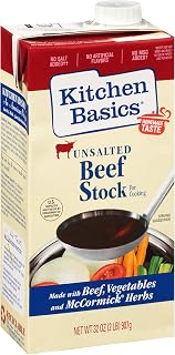 Kitchen Basics Unsalted Beef Stock 32 oz - Rich Flavorful Base for Soups, Sauces, No Salt Added