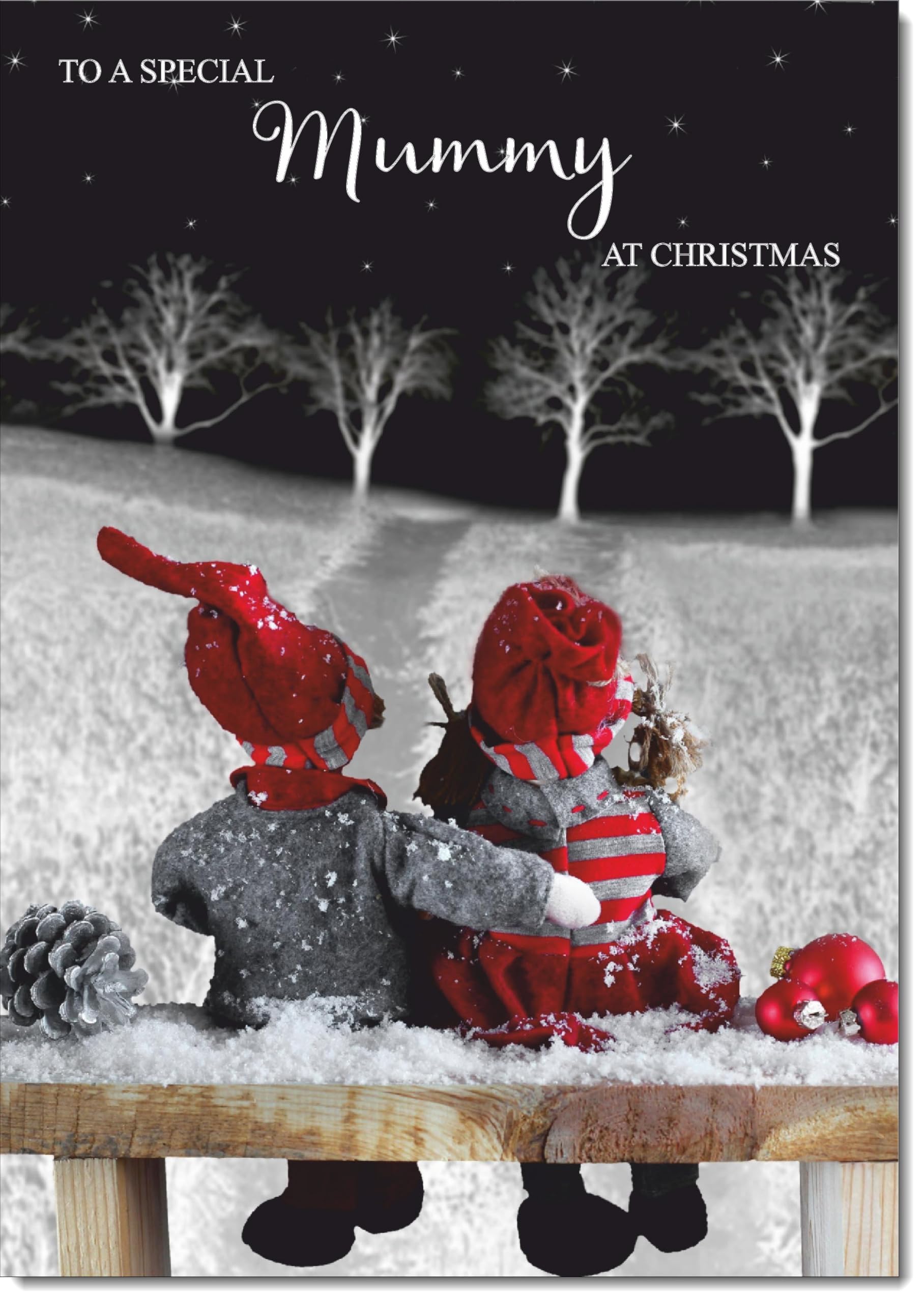 doodlecards Mummy Christmas Card Couple at Night Large A4 Size Christmas Card for Mummy with Plain Envelope — image 1