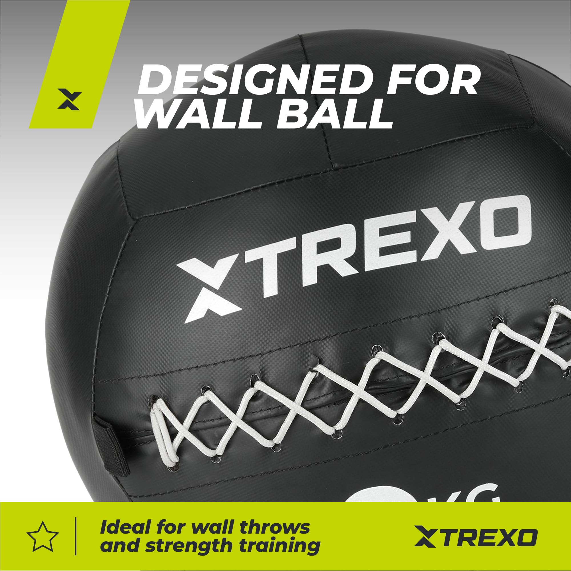 TREXO – Ballon Médicinal Wall Ball– Enveloppe Souple, Entraînement Cross, Conditionnement & Force, Similicuir Durable, Prise Adhérente, Rebond Contrôlé