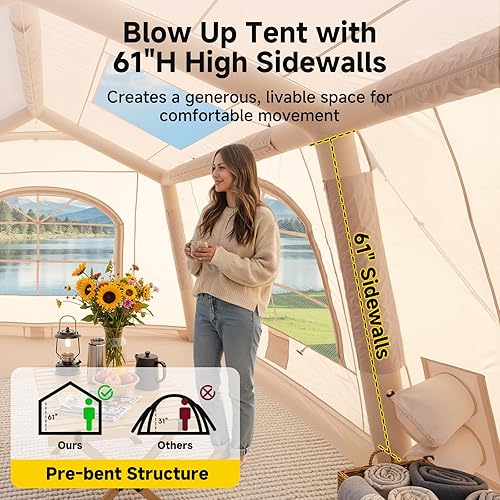 Miniatura 4 de Tiendas inflables inflables para acampar, tienda impermeable Oxford caliente con bomba manual, amplia y fácil instalación inflable tienda de campaña
