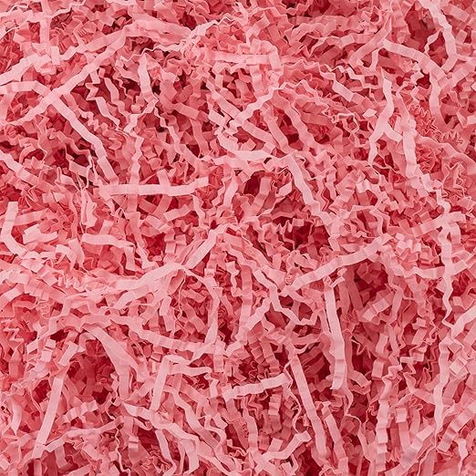 Uptotop 2LB Crinkle Cut Paper Shred Filler for Gift Wrapping Basket Filling, Birthday, Christmas, Thanksgiving, Wedding, Mother's Day, Pink