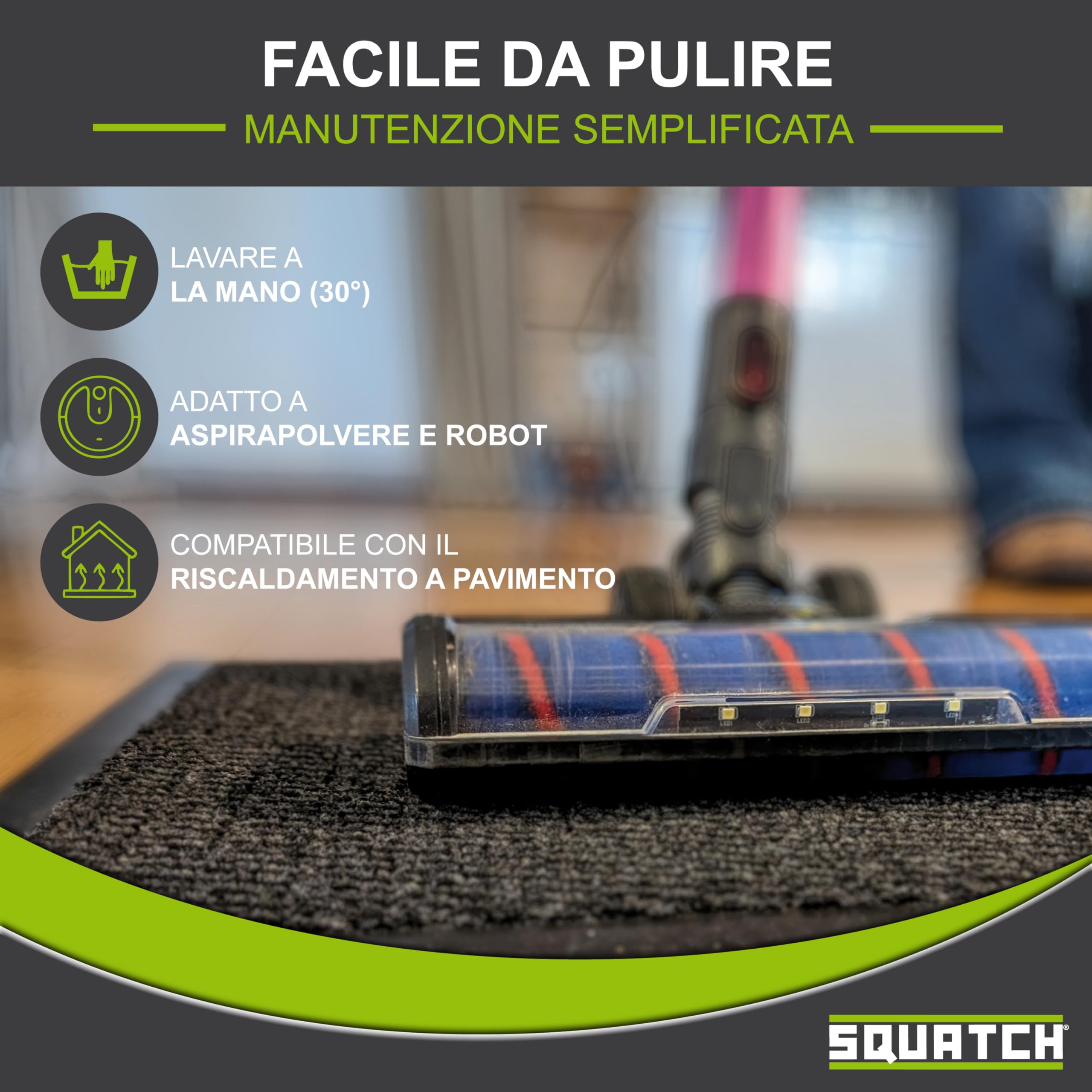 SQUATCH® | Tappeto d'ingresso interno | Zerbino resistente e antiscivolo | assorbe l'acqua e raccoglie lo sporco | tapis d'entrée | Collezione SPECTRUM (Antracite, 40x60cm)