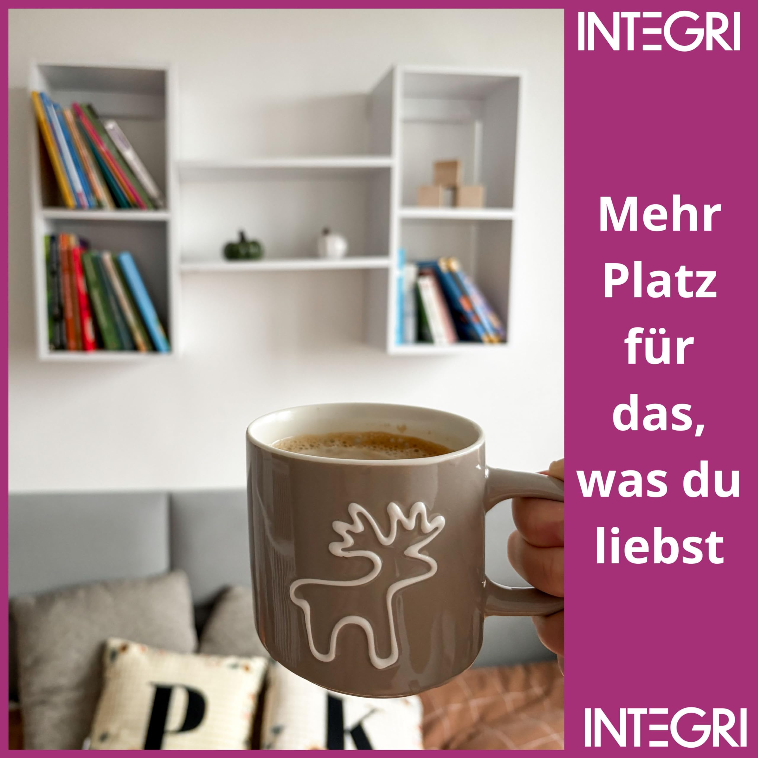 Bücherregal - Wandregal - Hängeregal - Schweberegal - Würfelregal 102x60x18 cm, Regal schmal - Deko Wohnzimmer - Regal Weiß - Regale für Küche, Badezimmer, Wohnzimmer, Schlafzimmer - FTS 1