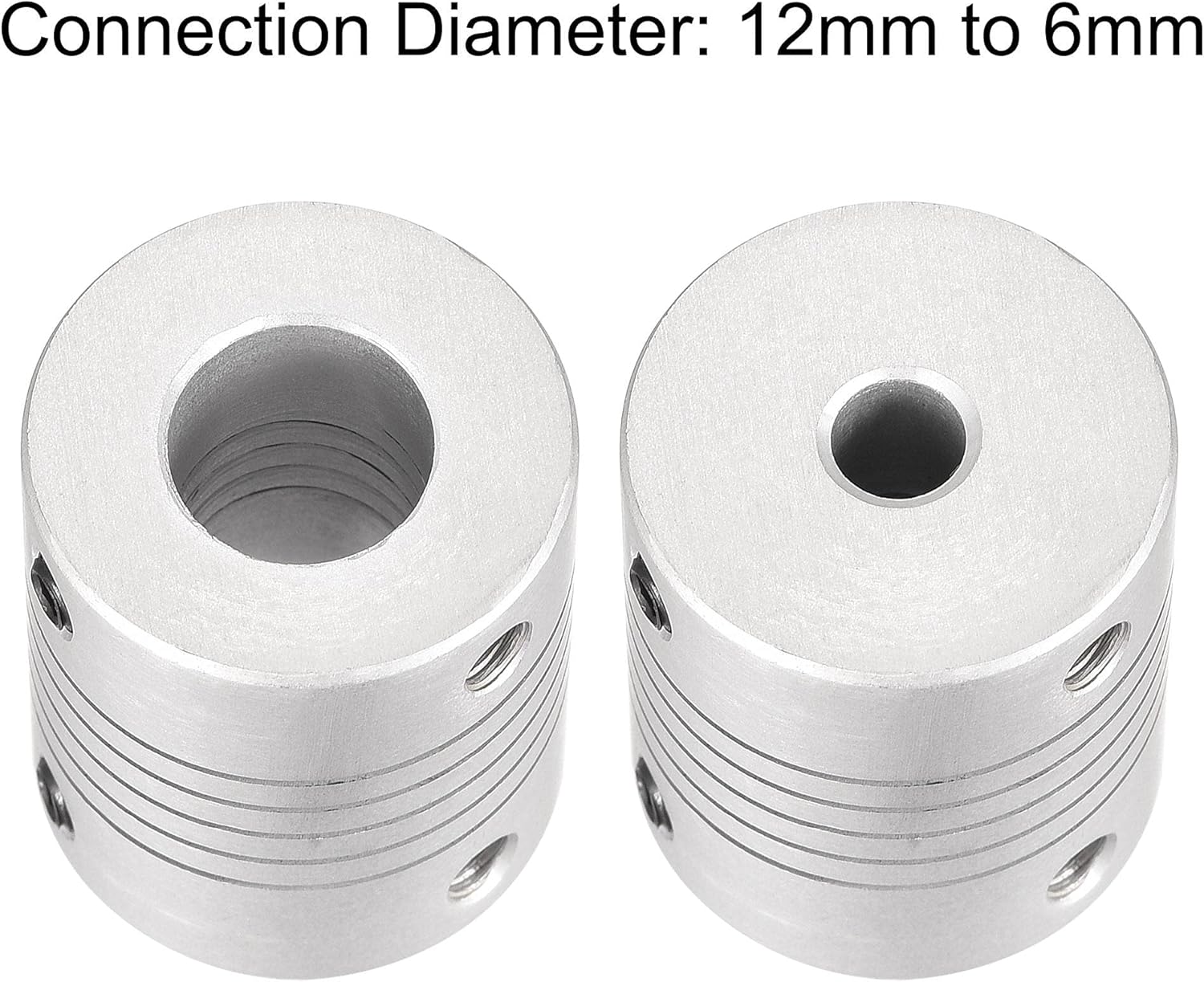 uxcell 12mm to 6mm Aluminum Alloy Shaft Coupling Flexible Coupler Motor Connector Joint L30xD25 Silver