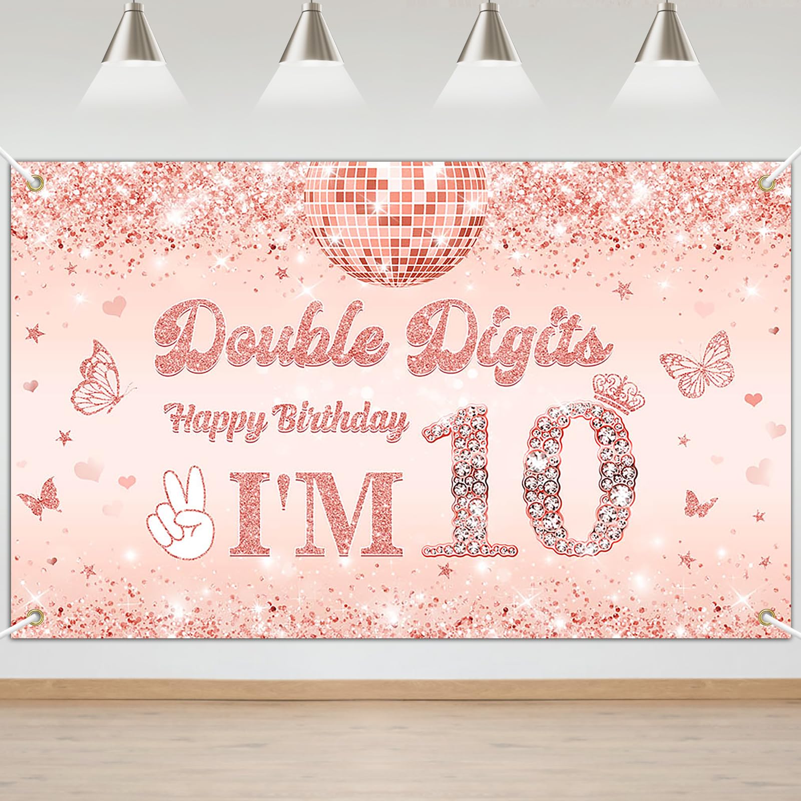 Mocsicka Double Digits I'm 10 Backdrop Girls 10th Birthday Banner Girls 10 Year Old Birthday Party Decorations Photo Booth Props (6x3.6ft)