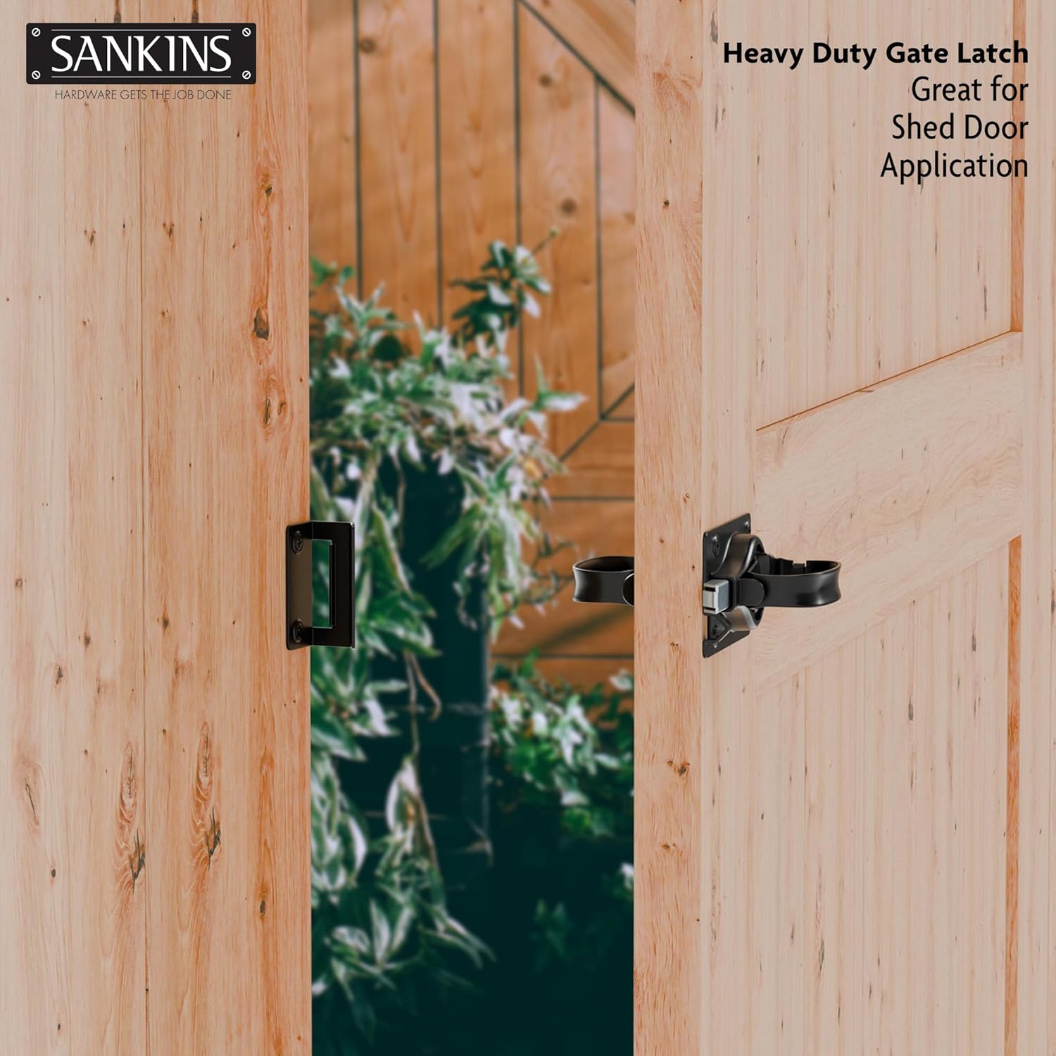 Swinging Shed Door Latch, Barn Door Latch for Interior & Exterior, Heavy Duty Gate Door Latch Shed Door Handle, Double Sided Gate Latch for Wooden Fence, Shed Door, Vinyl, Metal Gates