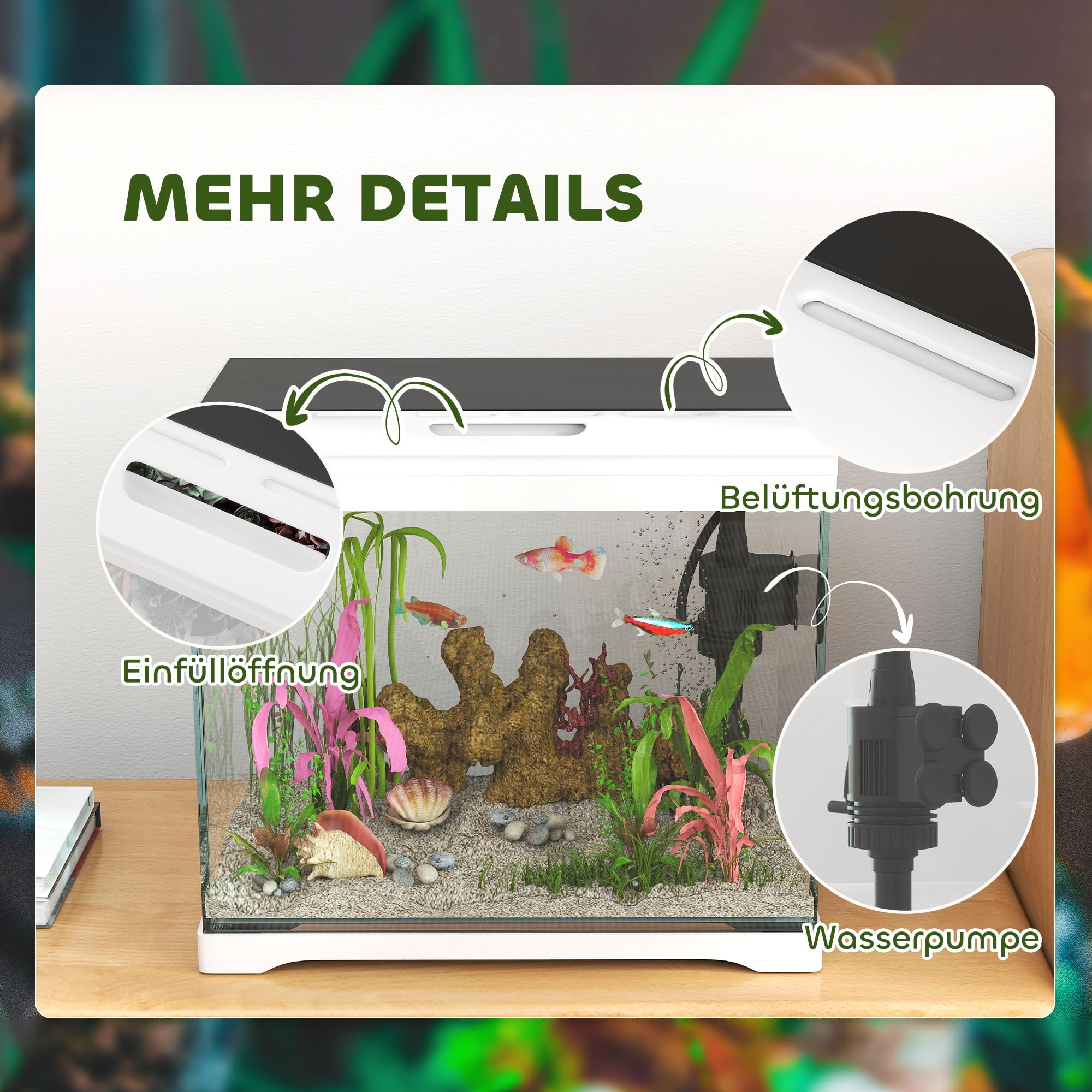 PawHut Aquarium, 17 L Tropenfischaquarium, Leichte Pflege, Klare