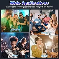 Vista 6 de Micrófono de mano con cable, micrófono vocal dinámico cardioide de mano dual con interruptor de encendido/apagado, cable de 13 pies, conector