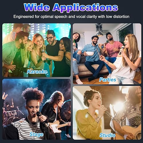 Miniatura 6 de Micrófono de mano con cable, micrófono vocal dinámico cardioide de mano dual con interruptor de encendidoapagado, cable de 13 pies, conector de