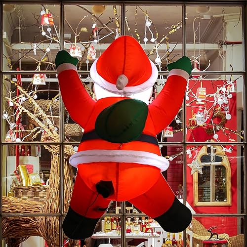 Miniatura 6 de Inflables de Navidad de 3.5 pies para decoración al aire libre, Papá Noel inflable con bolsa de regalo para ventana con LED integrados para fiestas