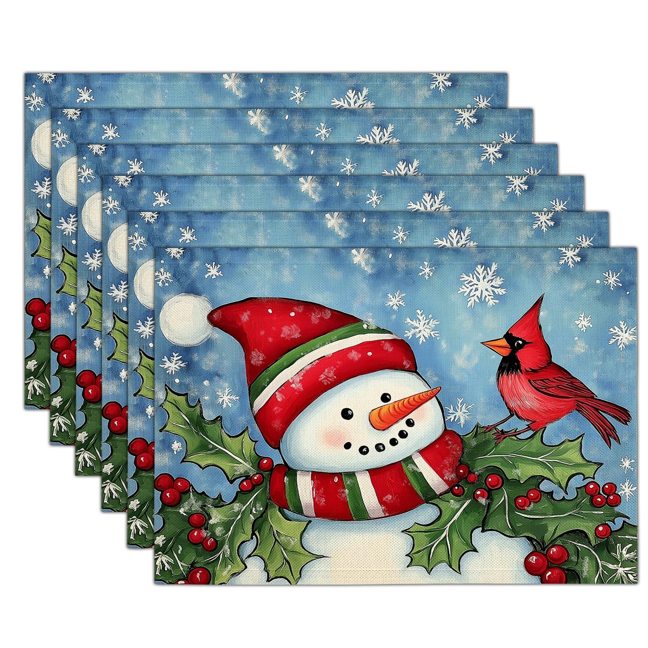 Sets de table de cuisine lot de 8 résistants aux taches pour repas de Noël en famille