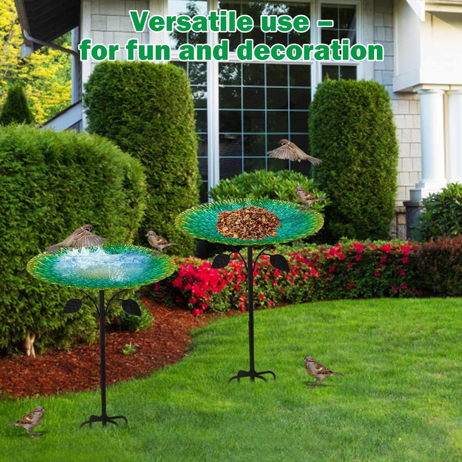 Abreuvoir pour Oiseaux sur Pied - 83 cm, avec Socle à 5 Branches, Mangeoire Oiseaux Exterieur Décoration pour Jardin