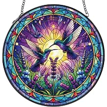 Hummingbird Stained Glass Suncatcher, 8 Inch