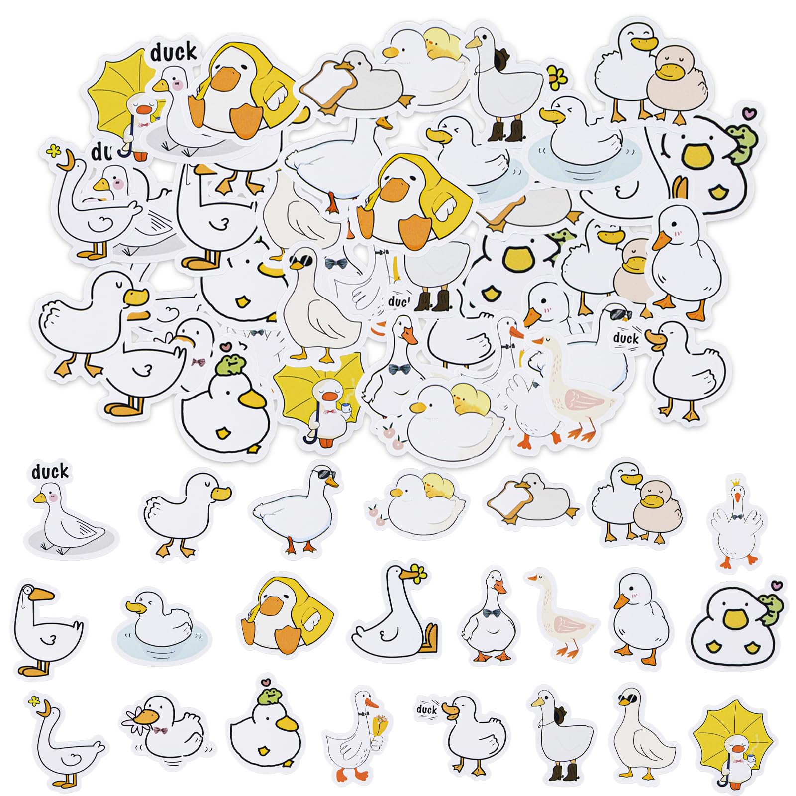 46PCS Cartoon Duck Stickers,Cute Waterproof Vinyl Stickers for Laptop Tablet Phone Hydroflasks Water Bottle Bike Luggage Cup Computer Mug,Funny Cartoon Animals Decals Pack