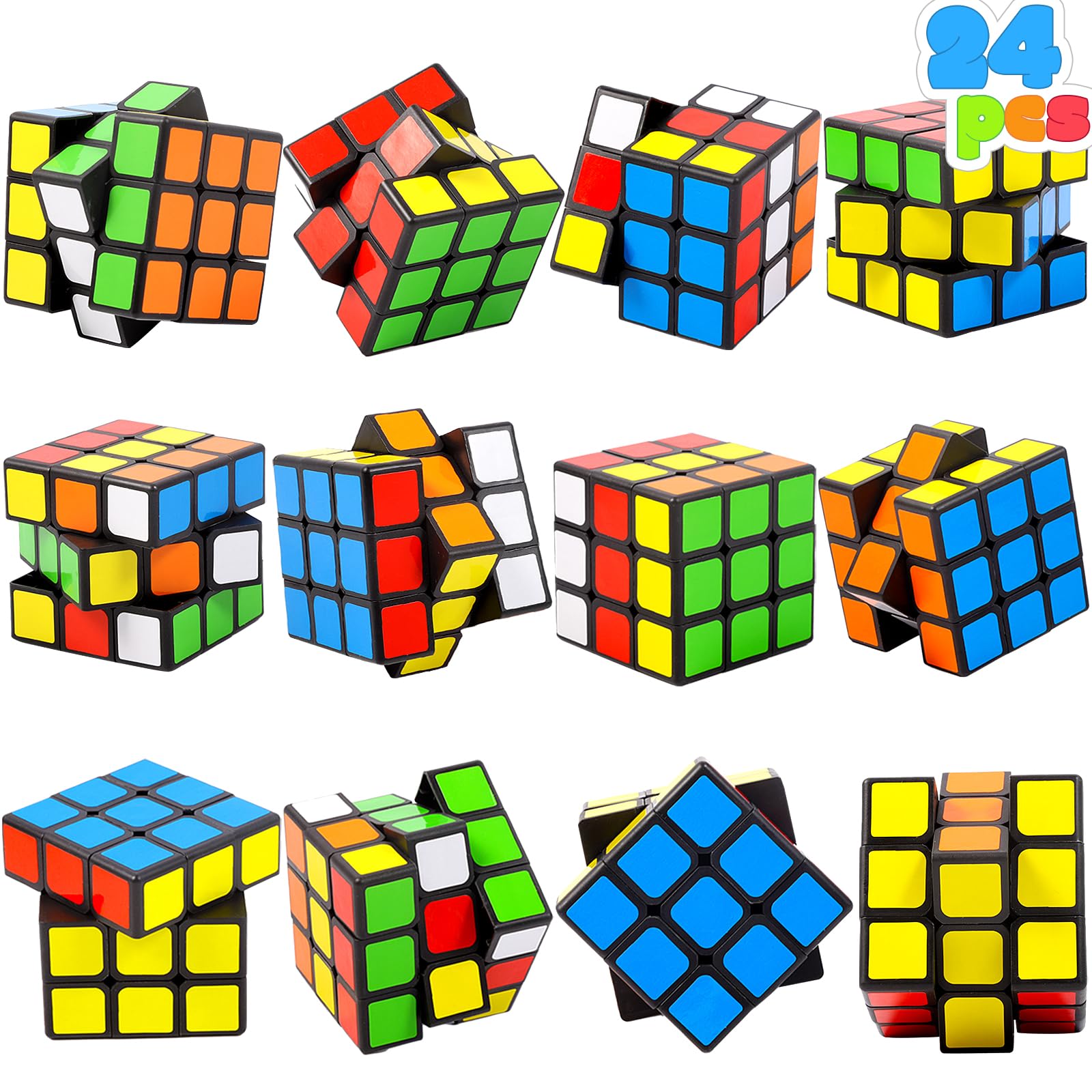 24 Stück Speed Cubes Bulk, 5,3 cm 3x3x3 Glatte Zauberwürfel mit Knalligen Farben, Schnelle Puzzle Würfel für Kinder, Klassenraum Preise, Geburtstagsgeschenke, Weihnachtsfüller