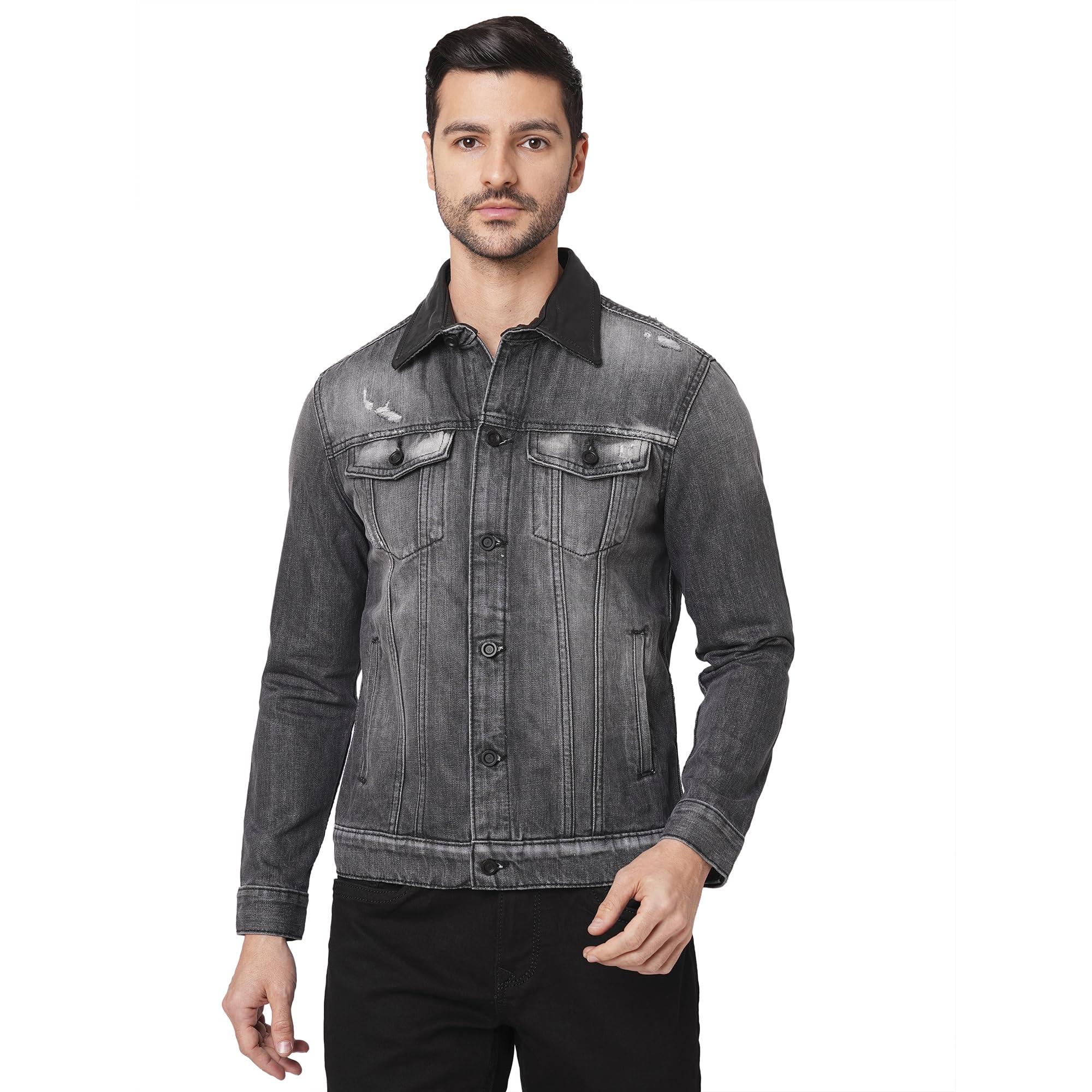 Classic Cotton Denim : Full Sleeve Slim Fit Grey Jacket – Timeless Style, Pure Comfort-image-25