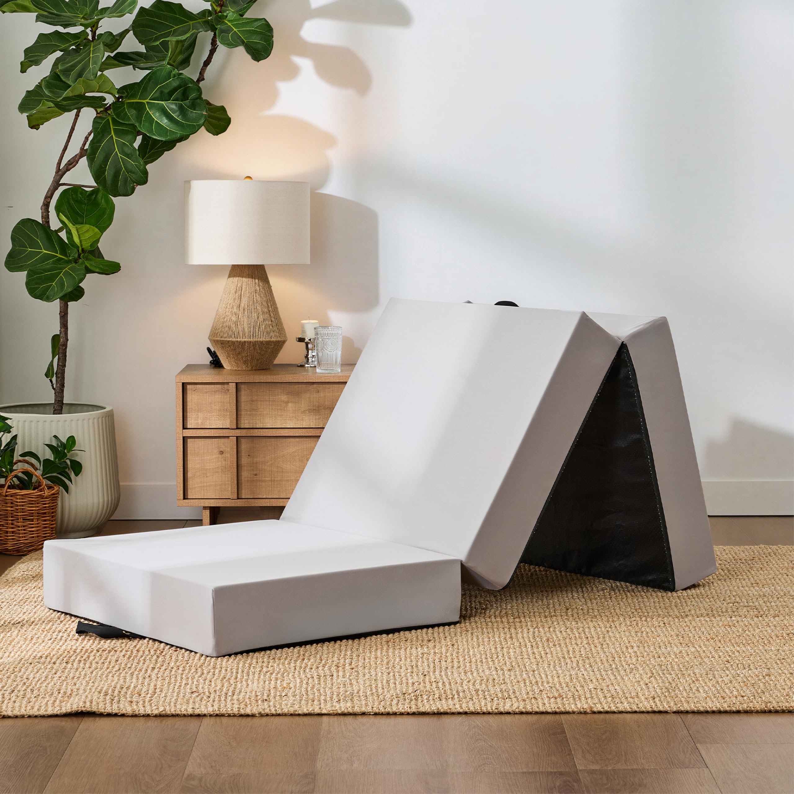 EGOHOME Klappmatratze 195x75x15 cm, 3-teilige Gästematratze mit Bambus-Memory-Schaum & Härtegrad H3, vielseitige Campingmatratze & Bodenmatte mit Aufbewahrungstasche, Grauer Bezug
