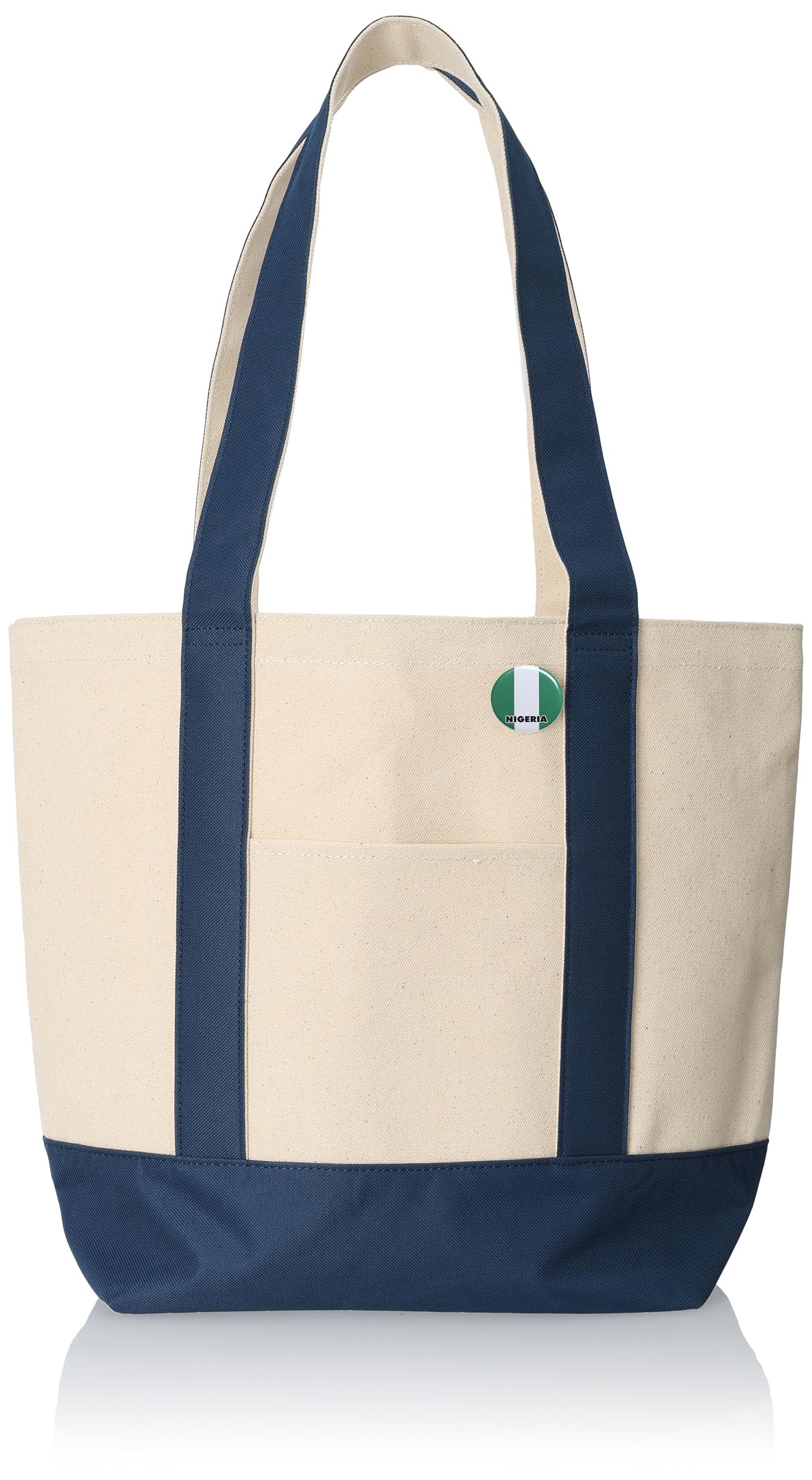 [エフスタイル] トートバッグ 国旗缶バッジ付 コットン12オンス 帆布トートバッグ F-SD010771 ブラック