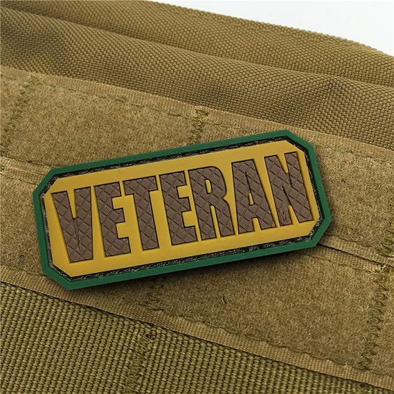 Veteran PVC Hook and Loop Morale Patch, Military Combat Armband (Tan/Dark Brown)