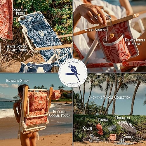 Miniatura 6 de Business & Pleasure Co. Margaritaville Manana - Silla de playa con mochila reclinable, plana y reclinable, ligera y portátil, bolsillo aislado para