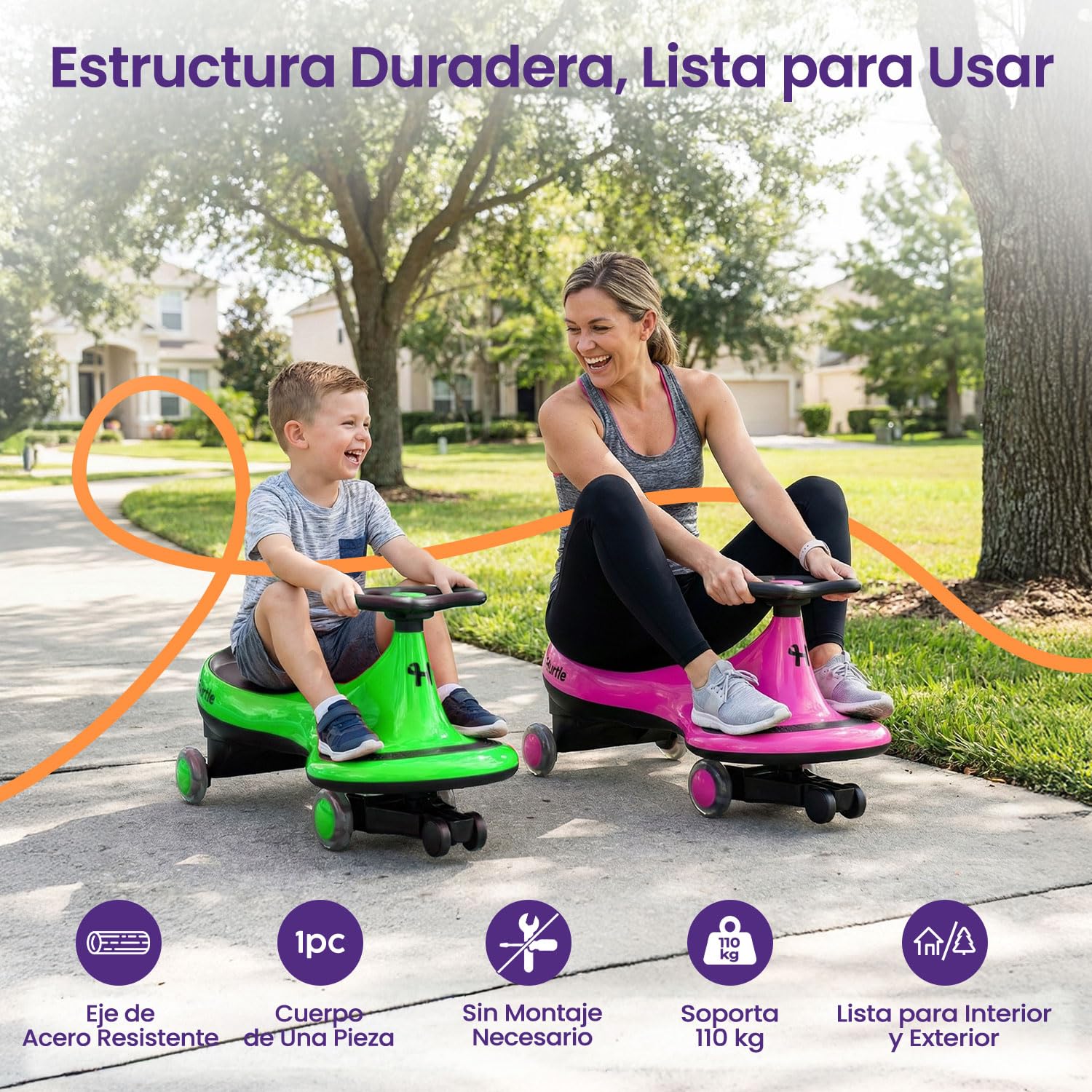 Hurtle Coche correpasillos Tipo Wiggle Coaster Car, Montable para niños sin Pedales ni batería, con Giro y Movimiento, Uso en Interior y Exterior, 2 años en adelante — view 6