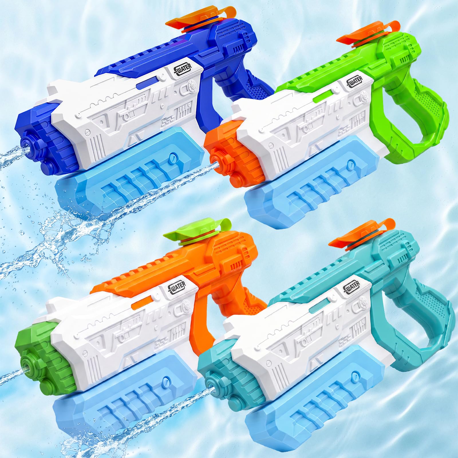 4 Pack Water Guns 700ml, Water Pistols for Kids & Adults – Powerful Long Distance Super Soaker, Outdoor Summer Pool Beach Water Blaster, Garden Party Toys for Boys Girls