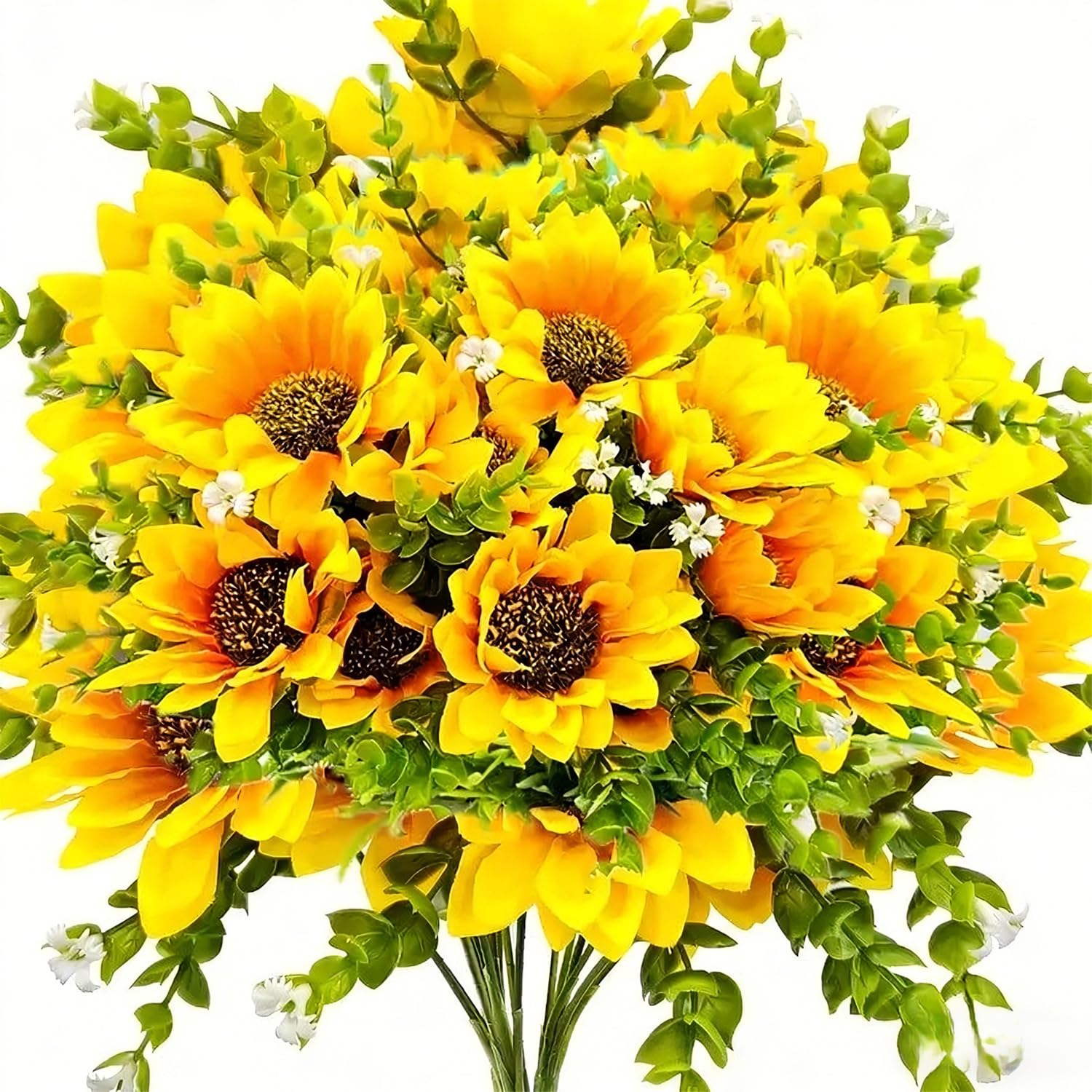 Aisamco 6 Bunches Artificial Sunflower UV Resistant