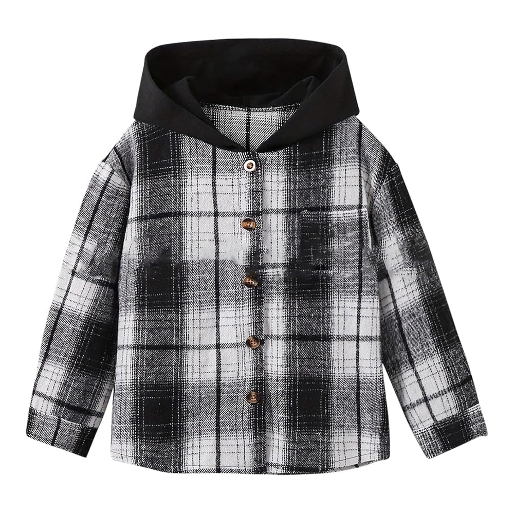 SANGTREE Girls' Long Sleeve Flannel Shirt - Plaid Button-Down, Soft Cotton, Sizes 3 Months To 2XL (Orange Pink, 8-9 Years)