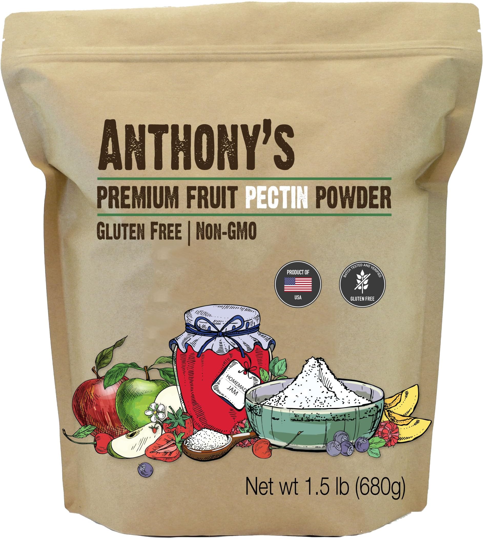 Premium Fruit Pectin, 1.5 lb, Gluten Free, Non GMO, Vegan