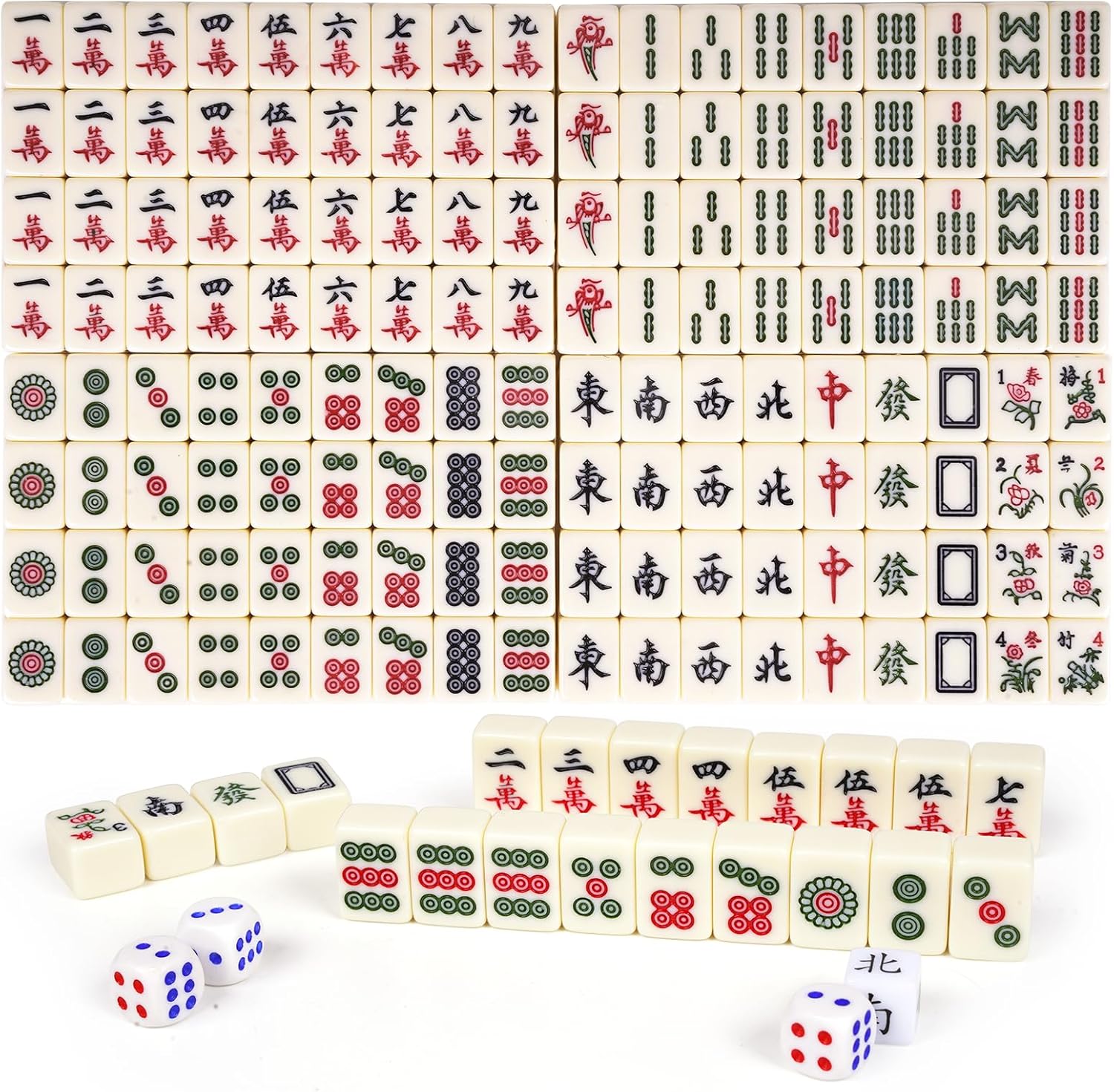 Mini Chinese Mahjong Board Game Set with 144 Tiles Black Carrying Case,Dominos Family Tabletop Game for Adults, Family Gatherings, Camping, Beach & Halloween Christmas Parties